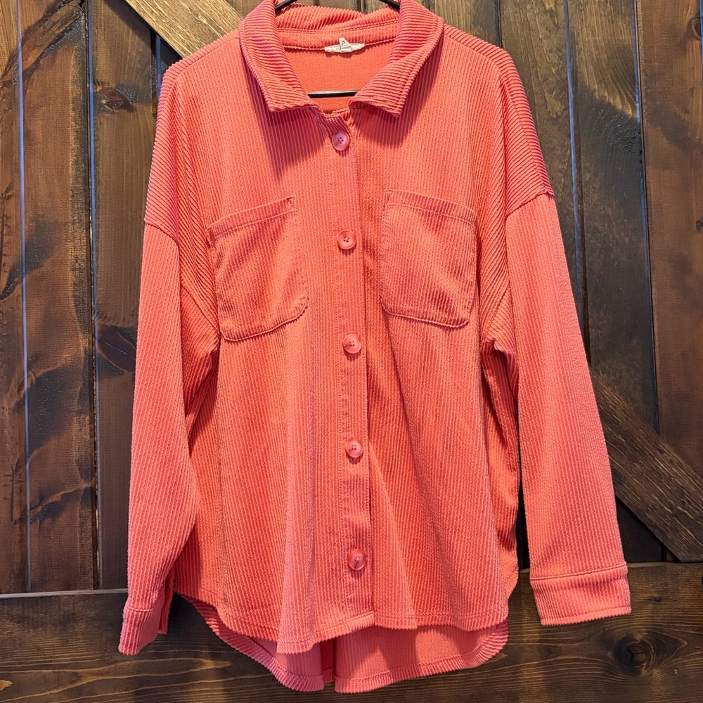 Maurices Vibrant Coral Ribbed Shirt